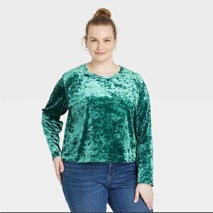 NWT Long sleeve Velvet Top Ava&Viv Plus